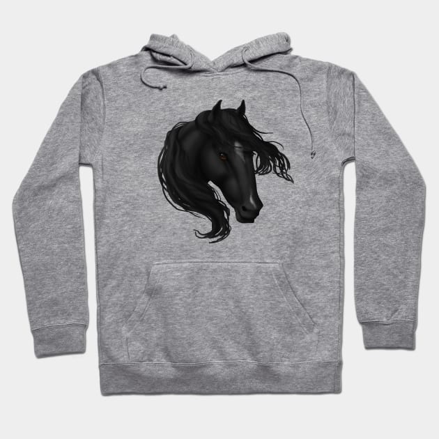 Horse Head - Black Star Snip Hoodie by FalconArt